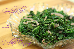 Garlic Kale with Pickled Red Onions