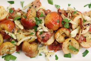 Roasted Crimson Gold Apples with Fennel & Prosciutto